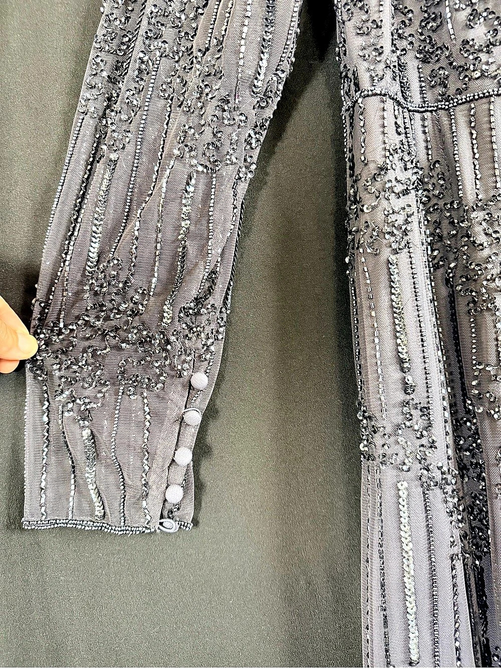 Adrianna Papell Platinum Gown Style House Of Wu 16 Beaded Maxi Black Black Tie - Picture 10 of 16